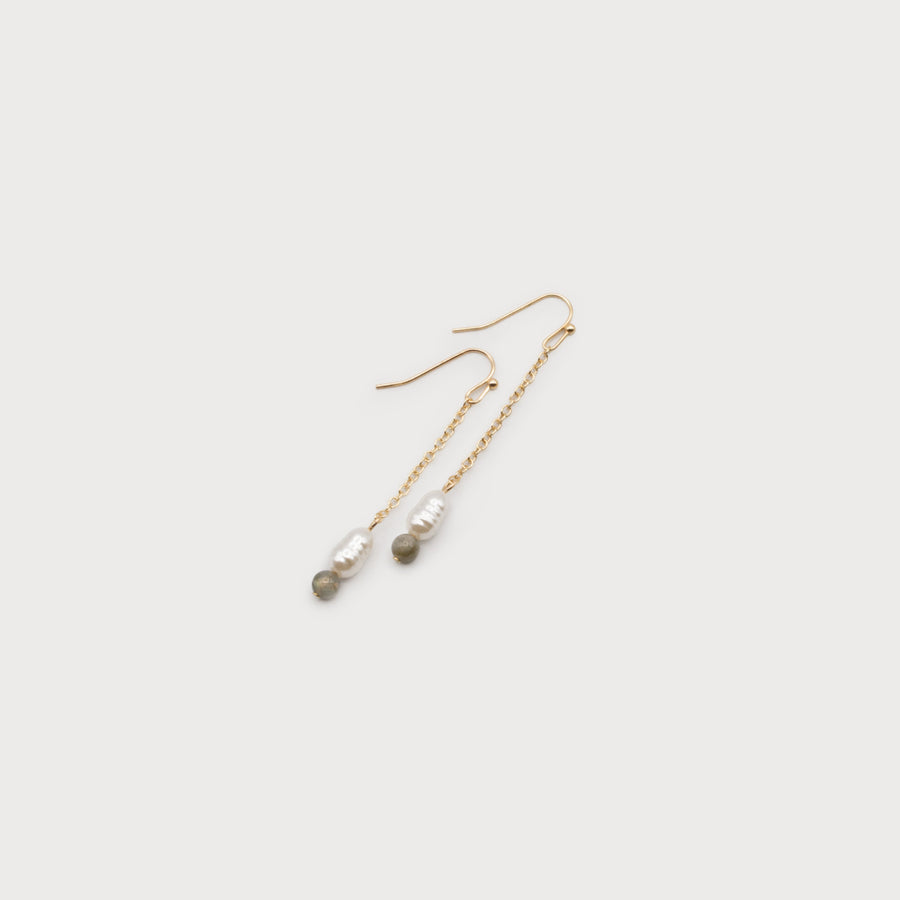 EARRINGS WITH MINI PEARL AND STONE 2644-GRY-G