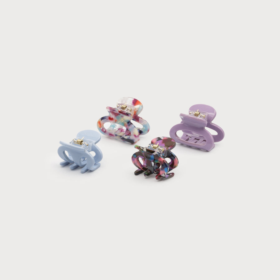 SET OF 4 RESIN HAIR CLIPS, 2 SIZES 5024-PUR