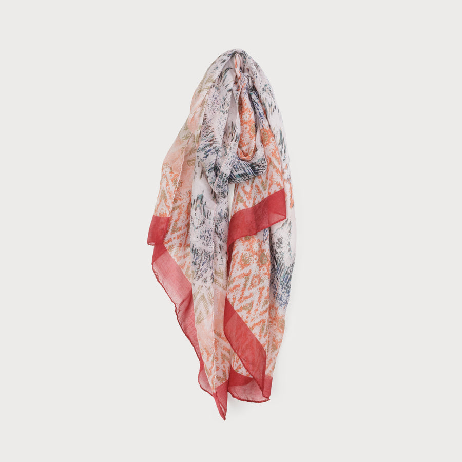 LIGHTWEIGHT SCARF WITH ABSTRACT AND COLORFUL PRINT 6142-RUS