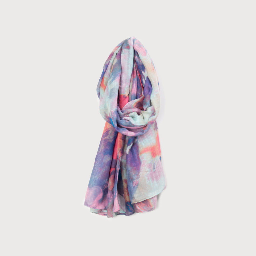 PRINTED SCARF WITH ABSTRACT BRUSHSTROKES 6173-GRY