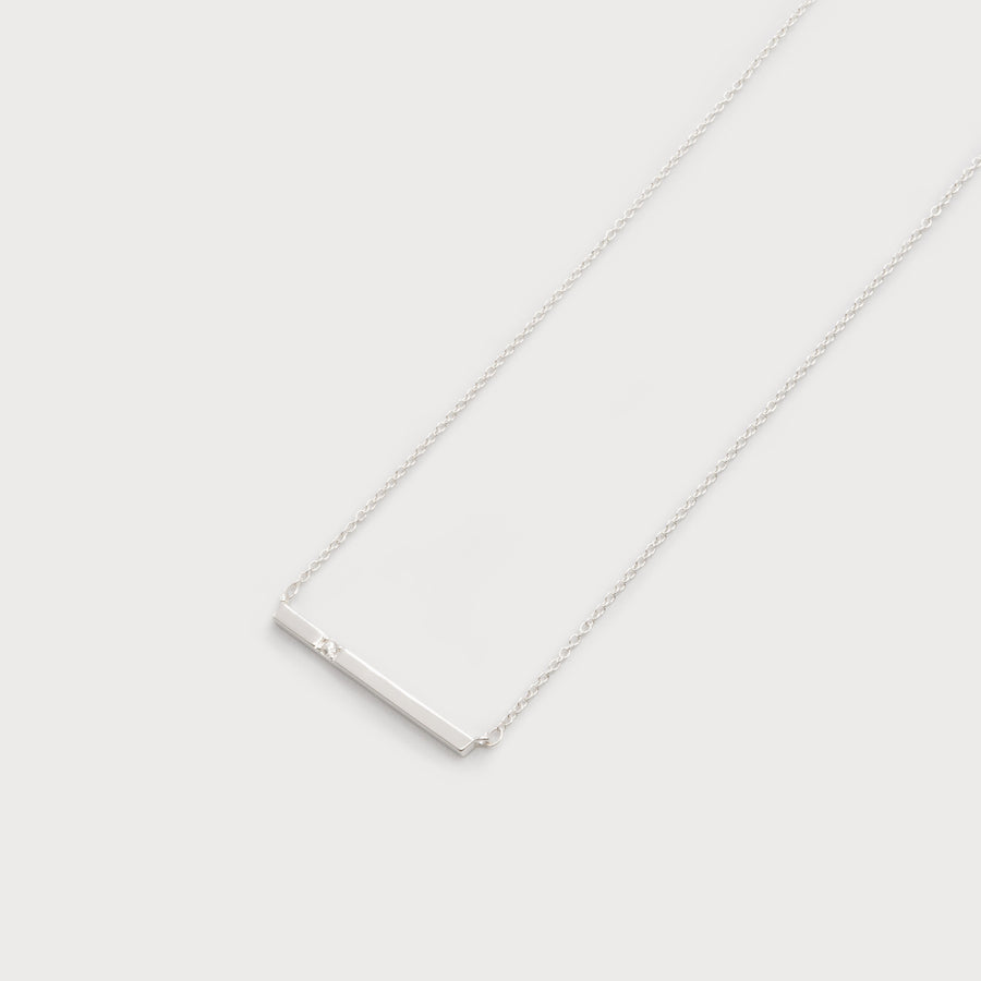 mini crystal on bar pendant on delicate chain 1607-SLV