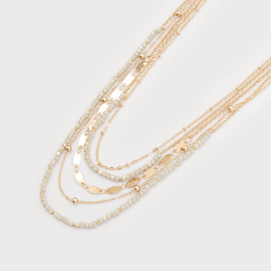 Collier à cinq rangs de perles en métal et en verre 1672-IVO-G