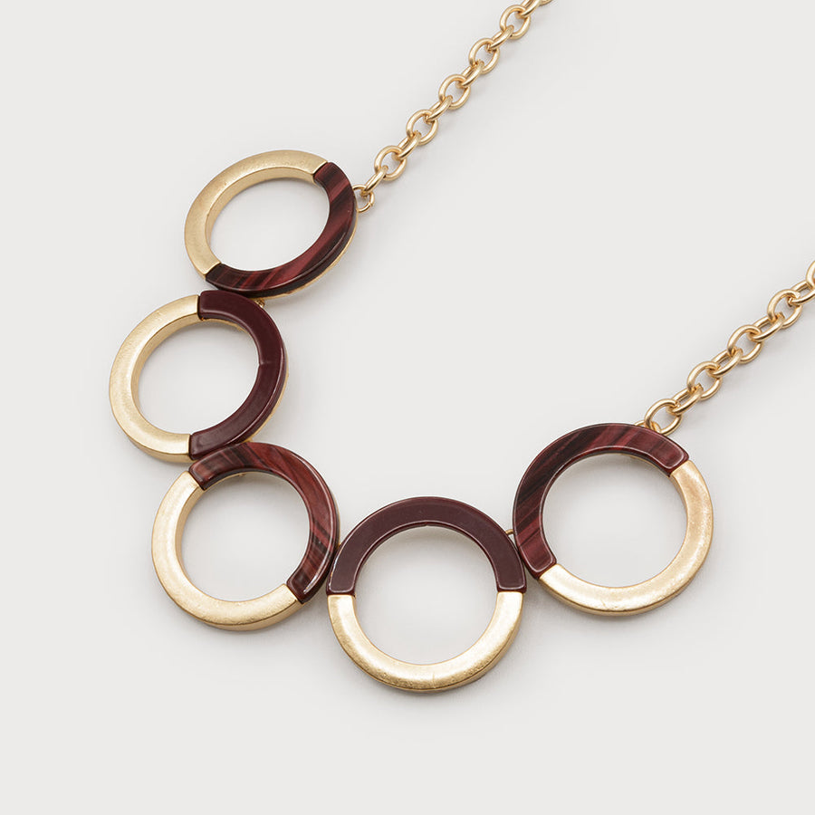 Multi ring necklace with resin and metal 1688-GLD