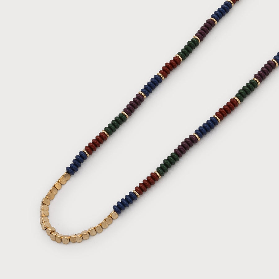 Colored acrylic beads with metal beads neckalce 1690-GLD