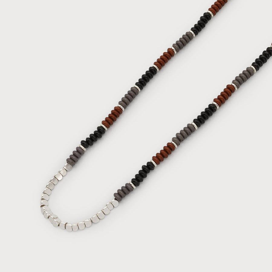 Colored acrylic beads with metal beads neckalce 1690-SLV