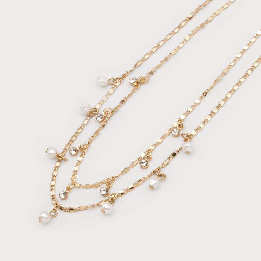 2 rows necklace with pearls 1691-GLD