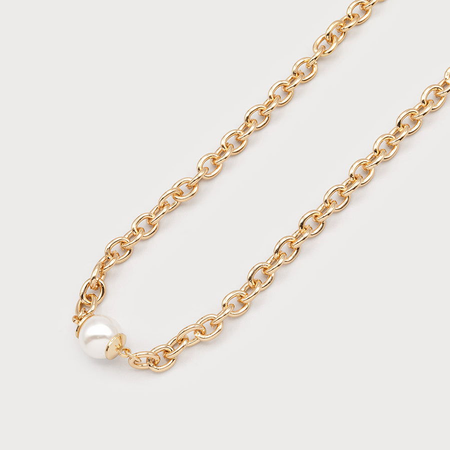 Chocker necklace in metal with pearl 1699-GLD