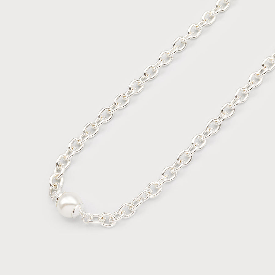 Chocker necklace in metal with pearl 1699-SLV