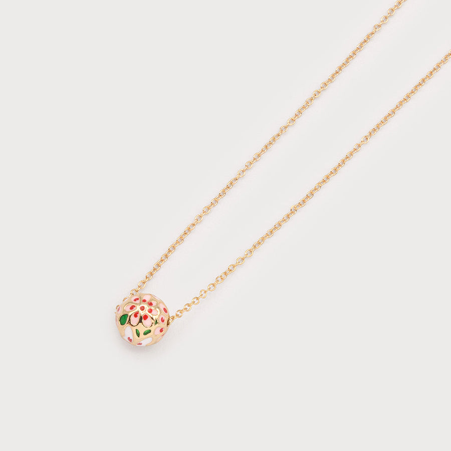 Small floral garden metal bead on chain 1737-GLD