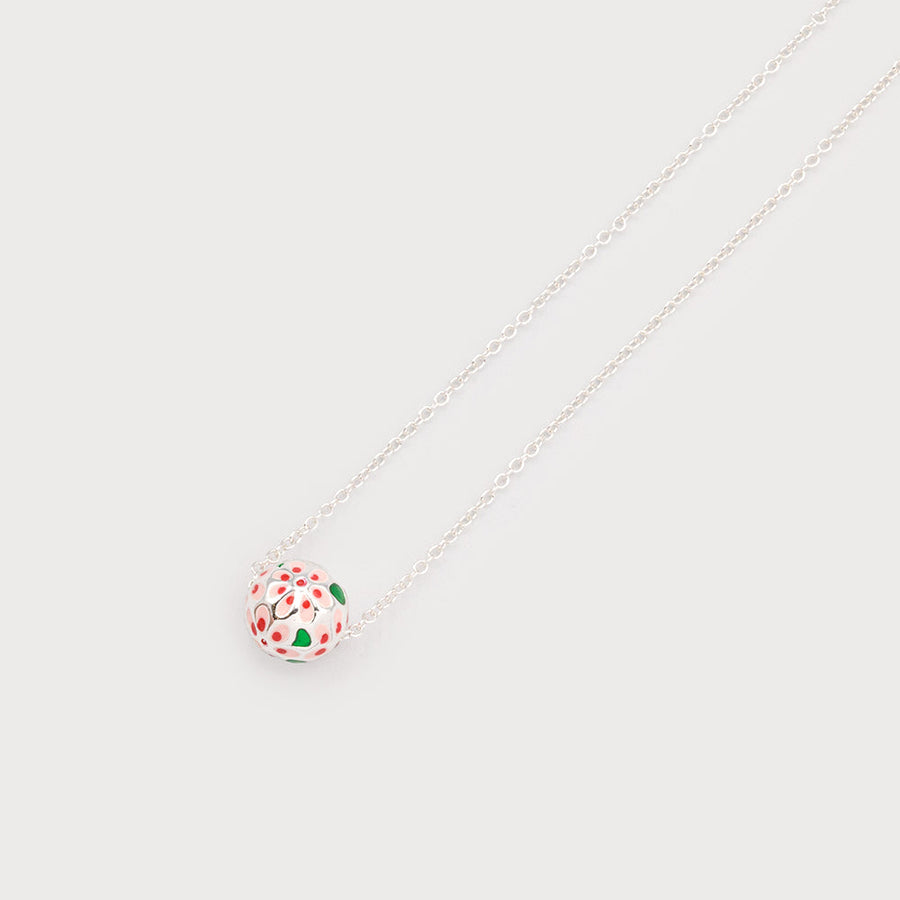 Small floral garden metal bead on chain 1737-SLV