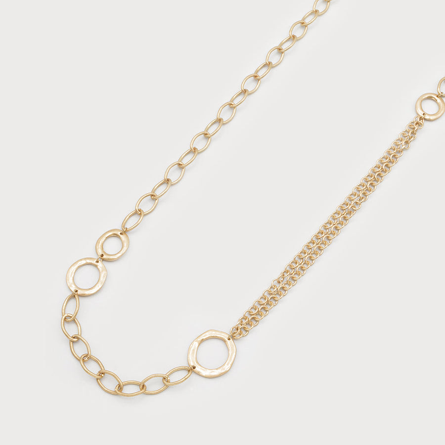 Long necklace of intertwined rings and mixed chains 1750-GLD