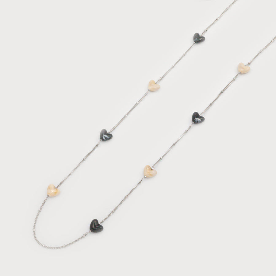 Collier coeurs bicolores en acier inoxydable 1774-SLV