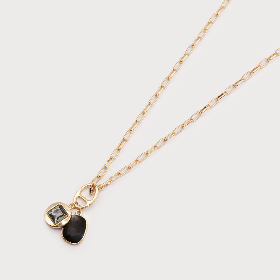 Two pendants with acrylic on chain 1776-GLD