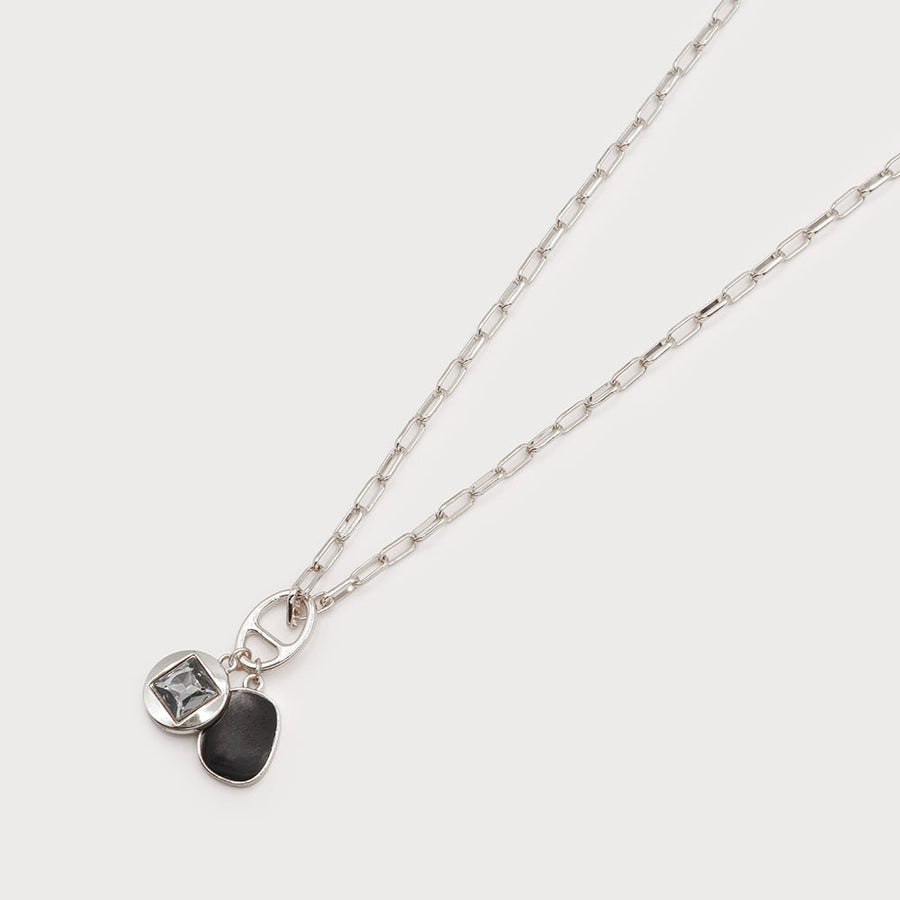 Two pendants with acrylic on chain 1776-SLV
