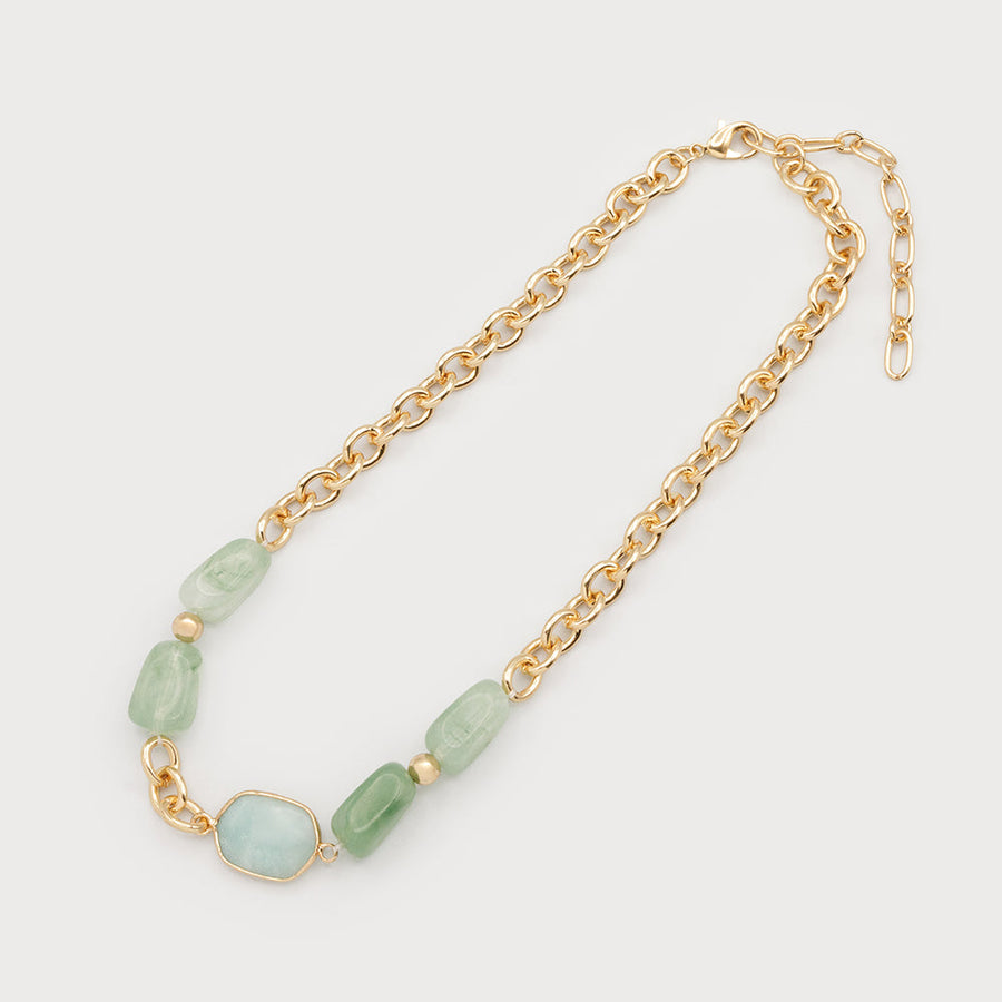 Collier en pierre avec gouttes acryliques 1790-GRN