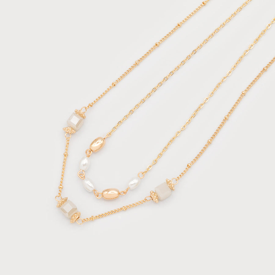 Collier à deux rangs avec perles d'imitation 1797-GLD