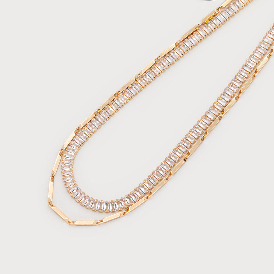 Two-rows glittering mesh necklace 1798-GLD