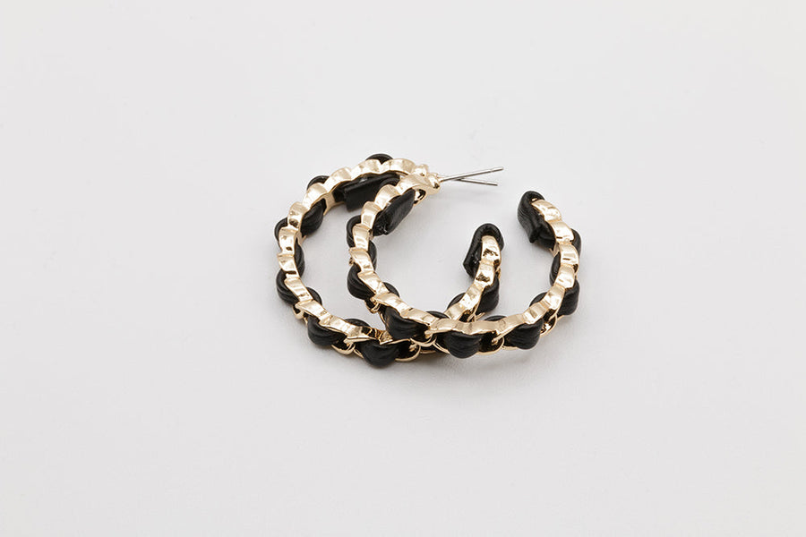 Metal hoop with imitation leather insert 2674-GLD