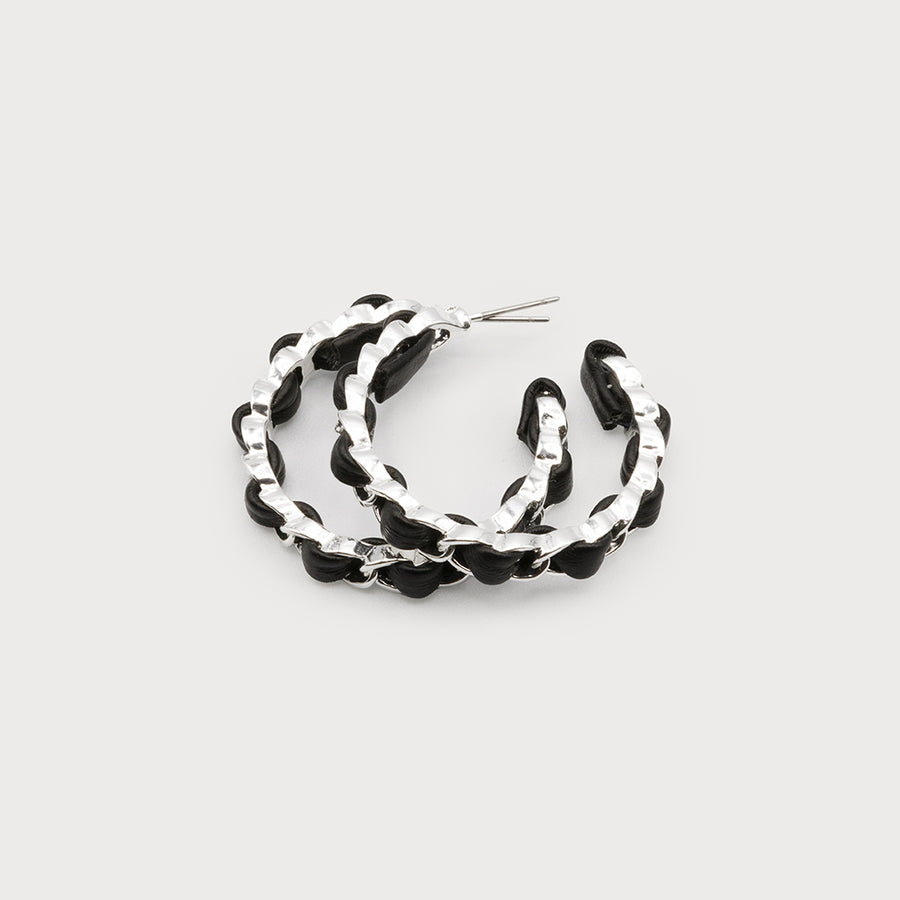 anneau en métal avec insert en simili-cuir 2674-SLV
