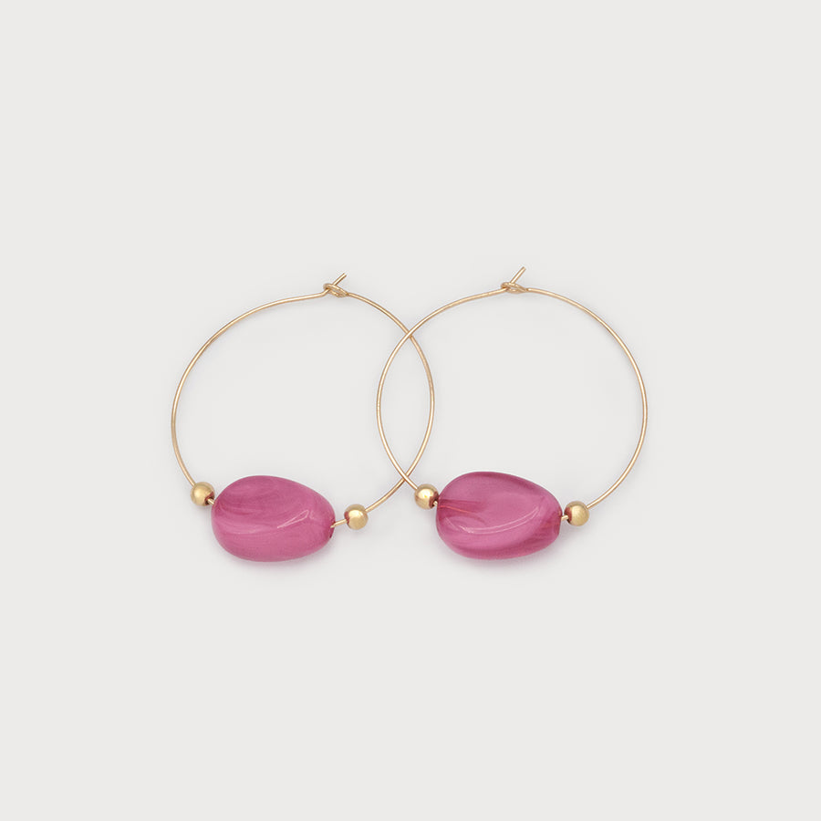 Hoops with metal colored stone 2715-PUR