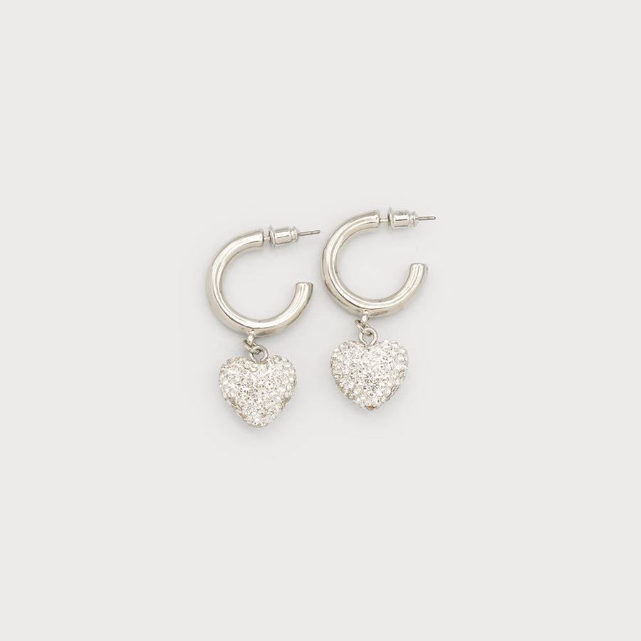 Small glittery heart on hoop 2740-SLV