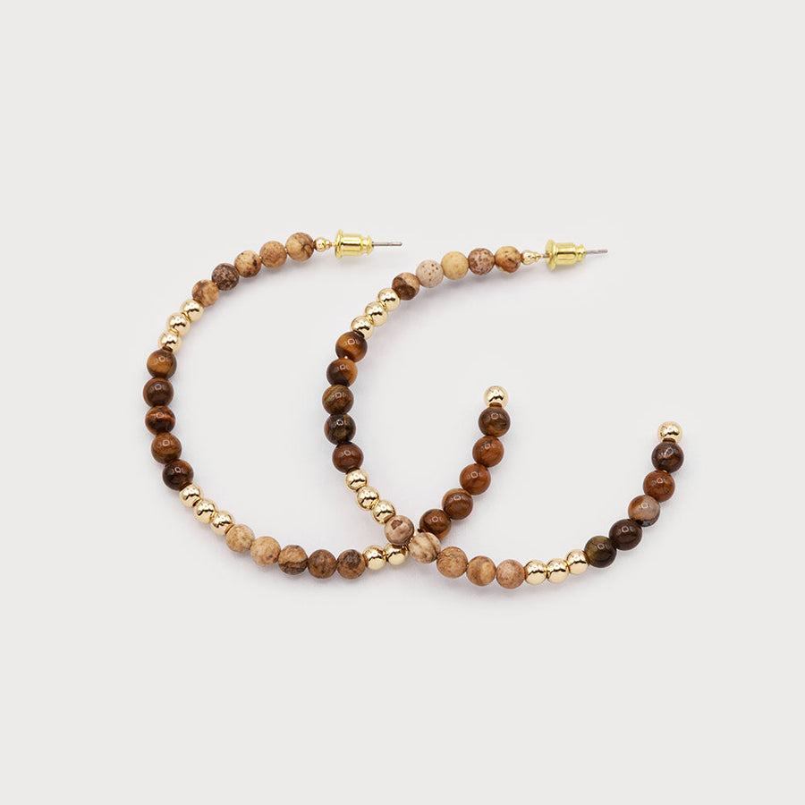 Wood and metal beads hoops 2743-GLD