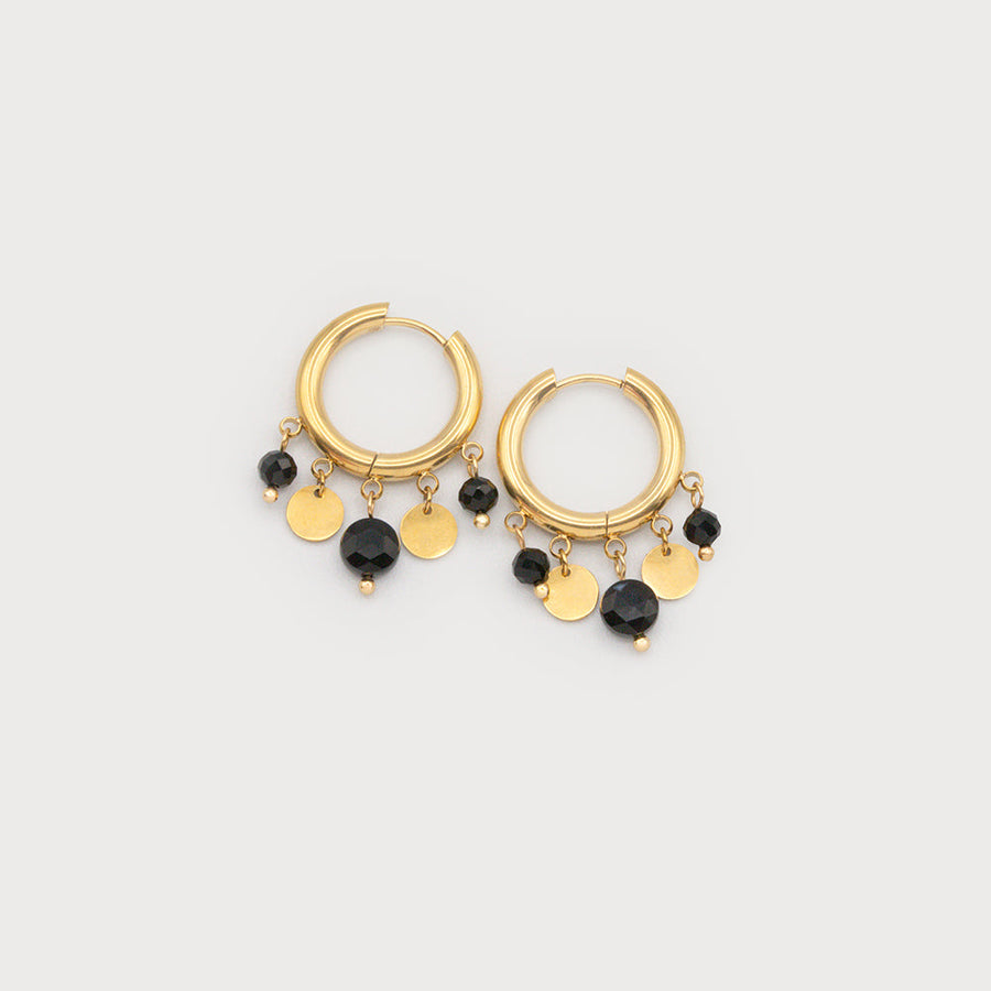 Hoops with metal discs and glass beads 2754-GLD