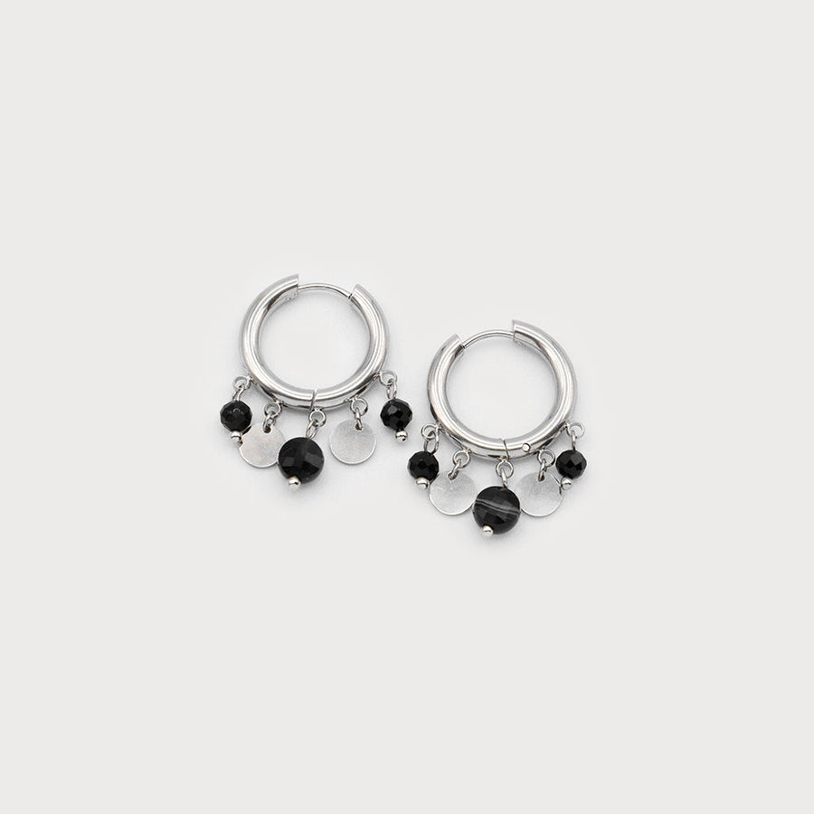 Hoops with metal discs and glass beads 2754-SLV