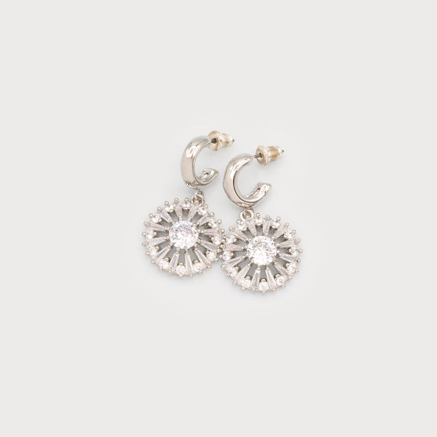 Anneaux avec pendentif rond en maille scintillante 2755-SLV