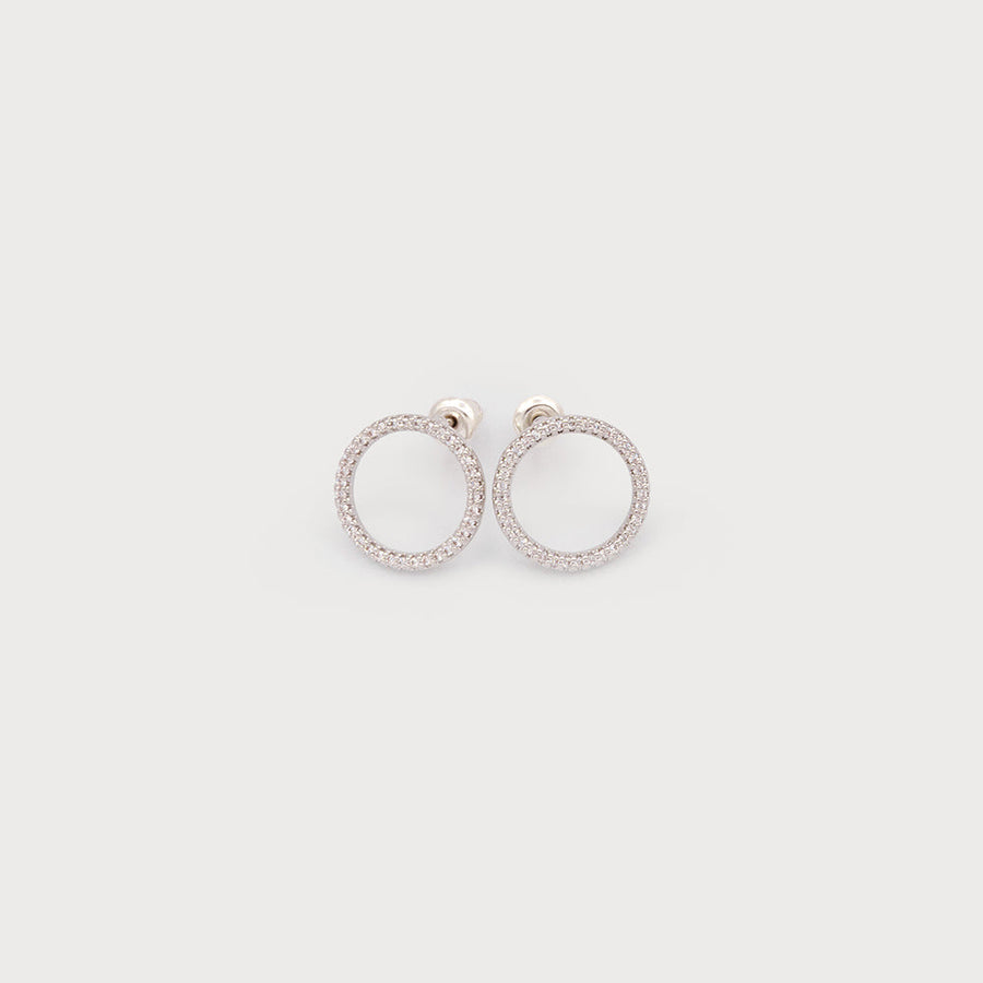 Delicate rhinestones circle on posts 2766-SLV