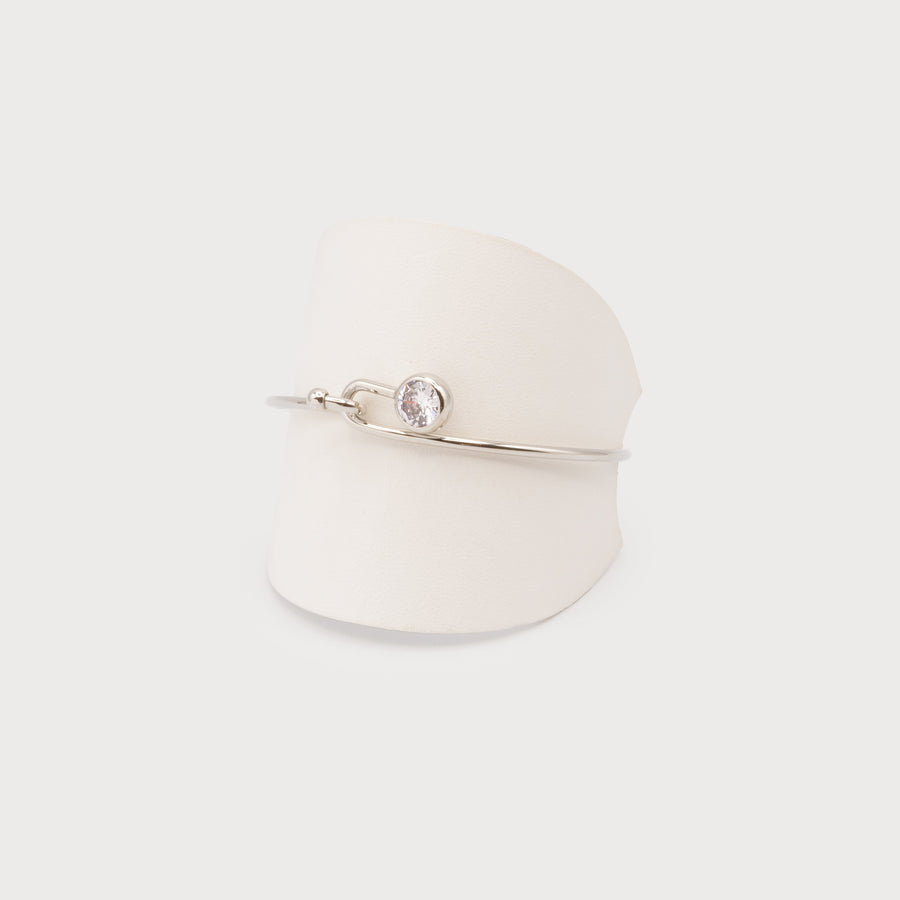 rigid bracelet with imitation crystal insert 3307-SLV