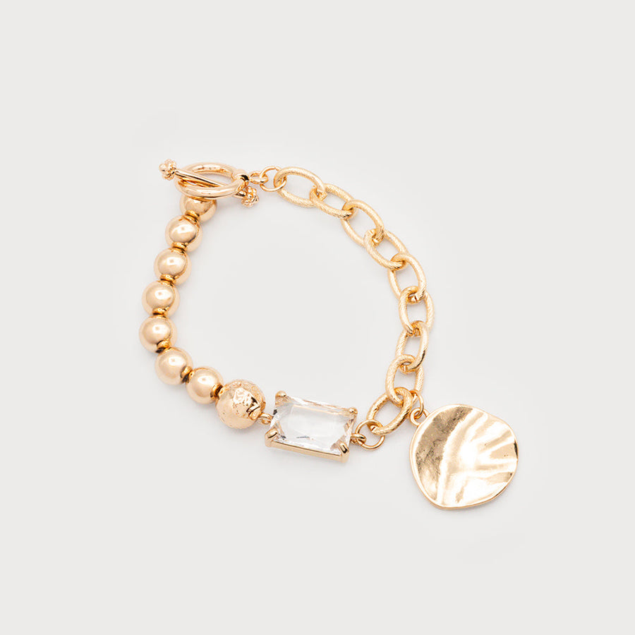 Bracelet on elastic with crystal and metal piece 3346-GLD