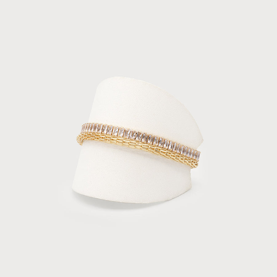 Two-rows glittering mesh bracelet 3350-GLD