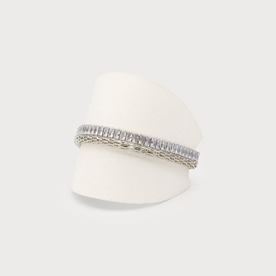 Two-rows glittering mesh bracelet 3350-SLV