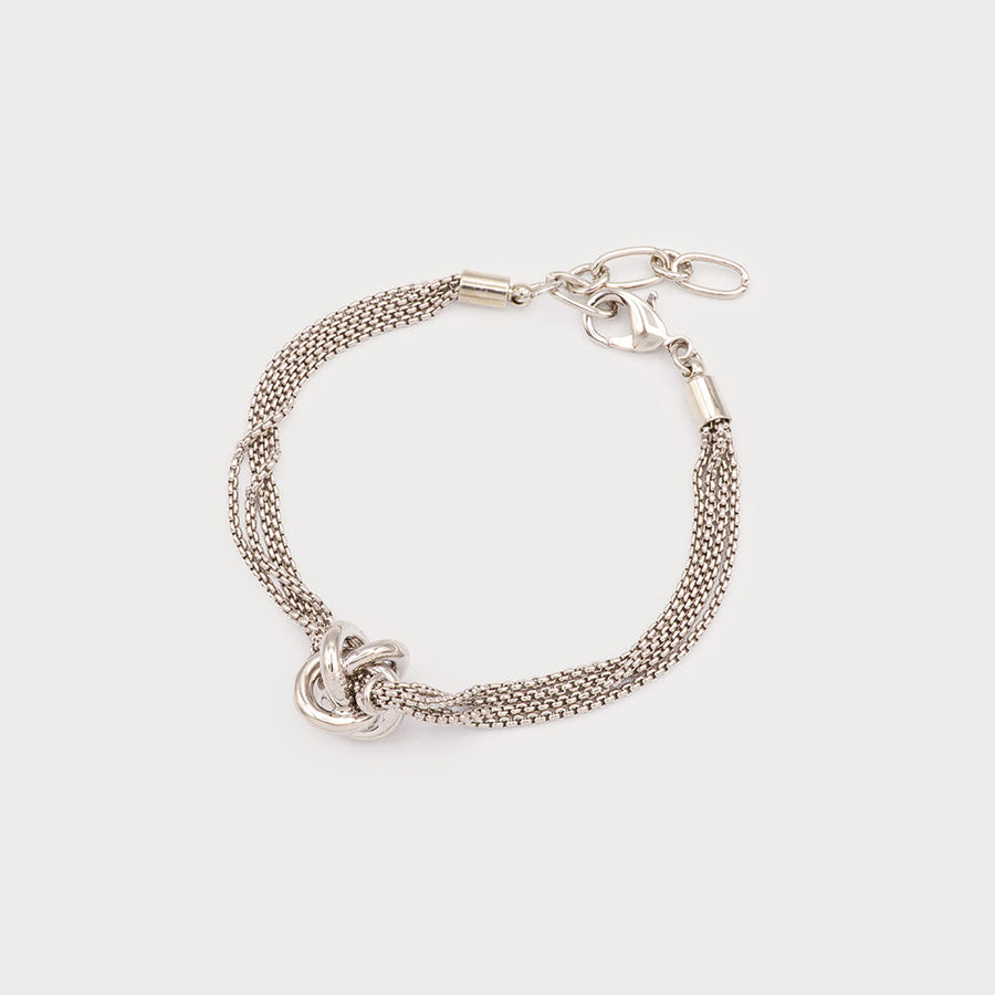 Bracelet multi-chaînes avec anneaux emmêlées 3356-SLV