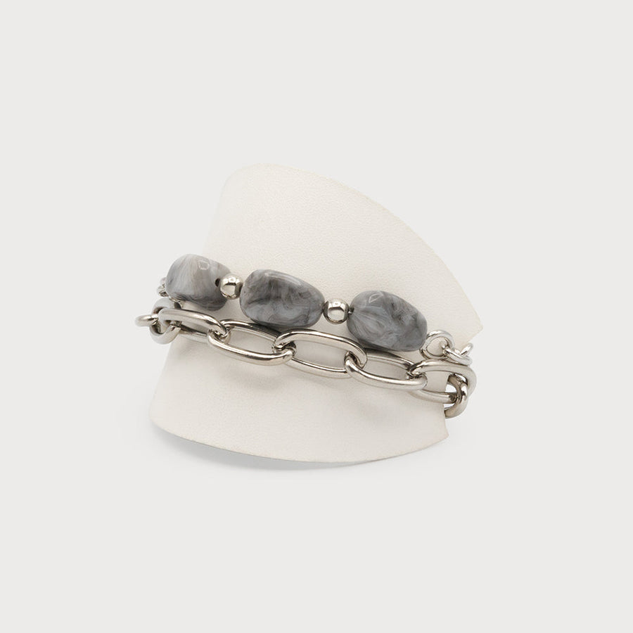 Two row bracelet with colorful acrylic pieces 3369-GRY