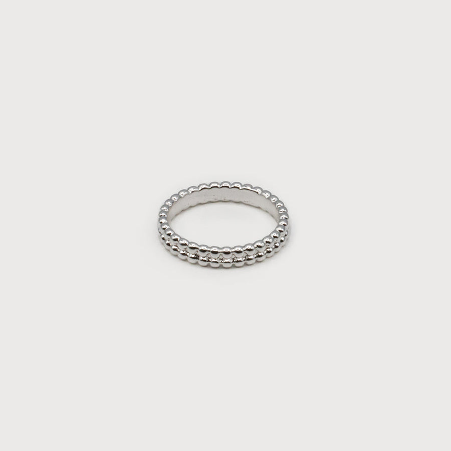 DOUBLE MINI METAL BEADS SIZED RING - QUARTET 4184-SLV