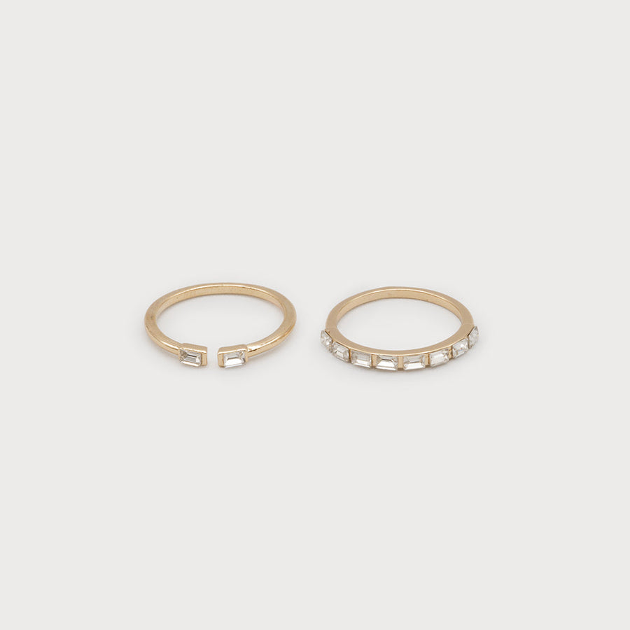 Set of 2 delicate sized rings with crystals - quartet 4190-CLR-G