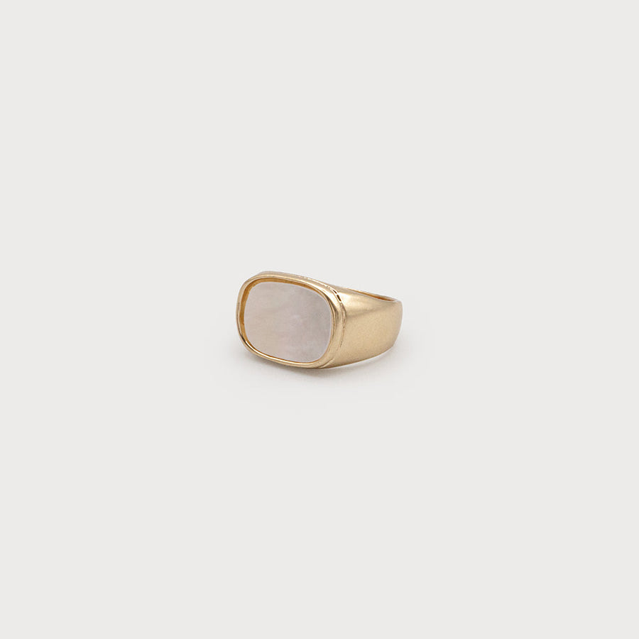 SQUARE RING WITH IMITATION MOTHER OF PEARL 4215-GLD