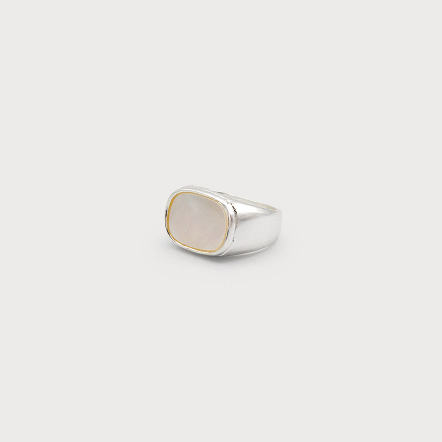 Square ring with imitation mother of pearl 4215-SLV