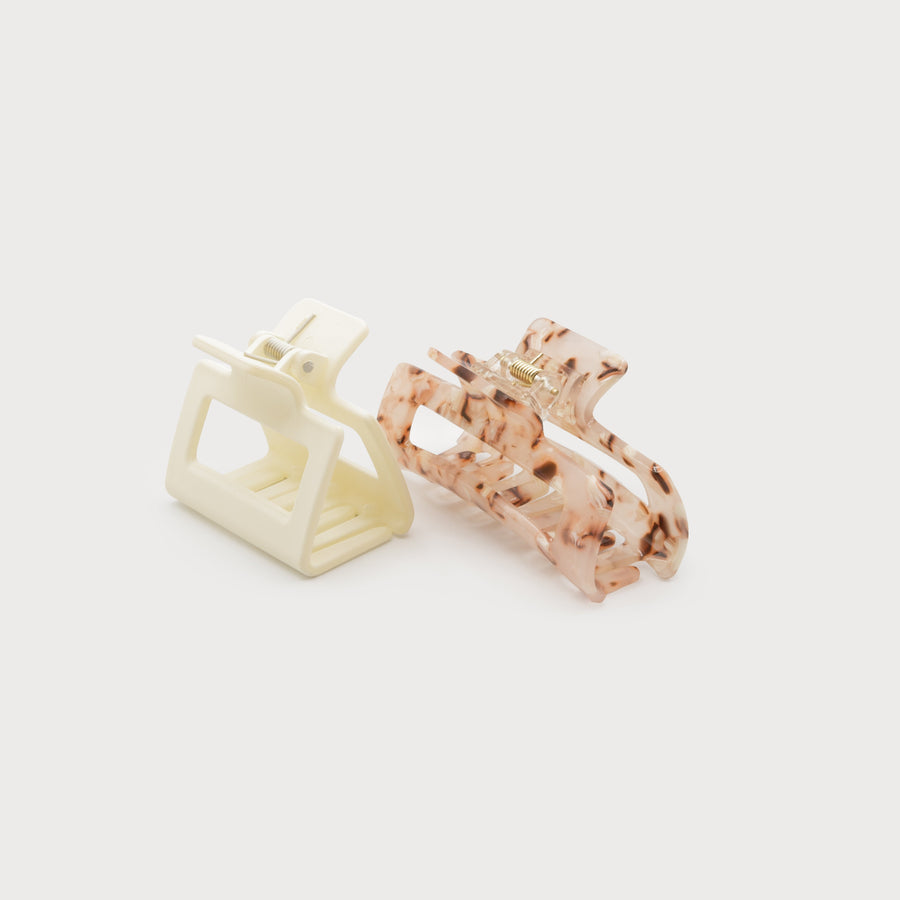TWO SIZE CLIPS - PATTERN & SOLID COLOR 5019-BGE-M