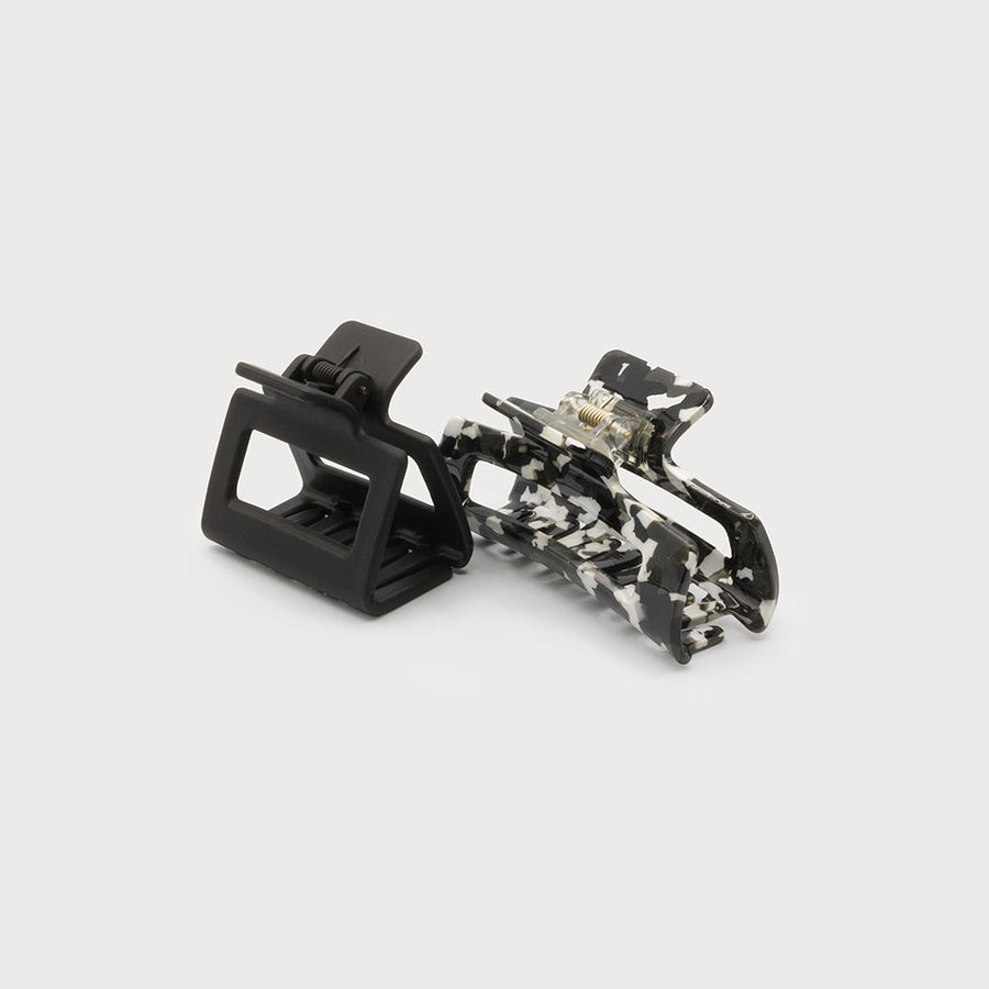 TWO SIZE CLIPS - PATTERN & SOLID COLOR 5019-BLK-M
