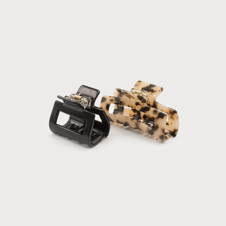 Two size clips - pattern & solid color 5019-BLK