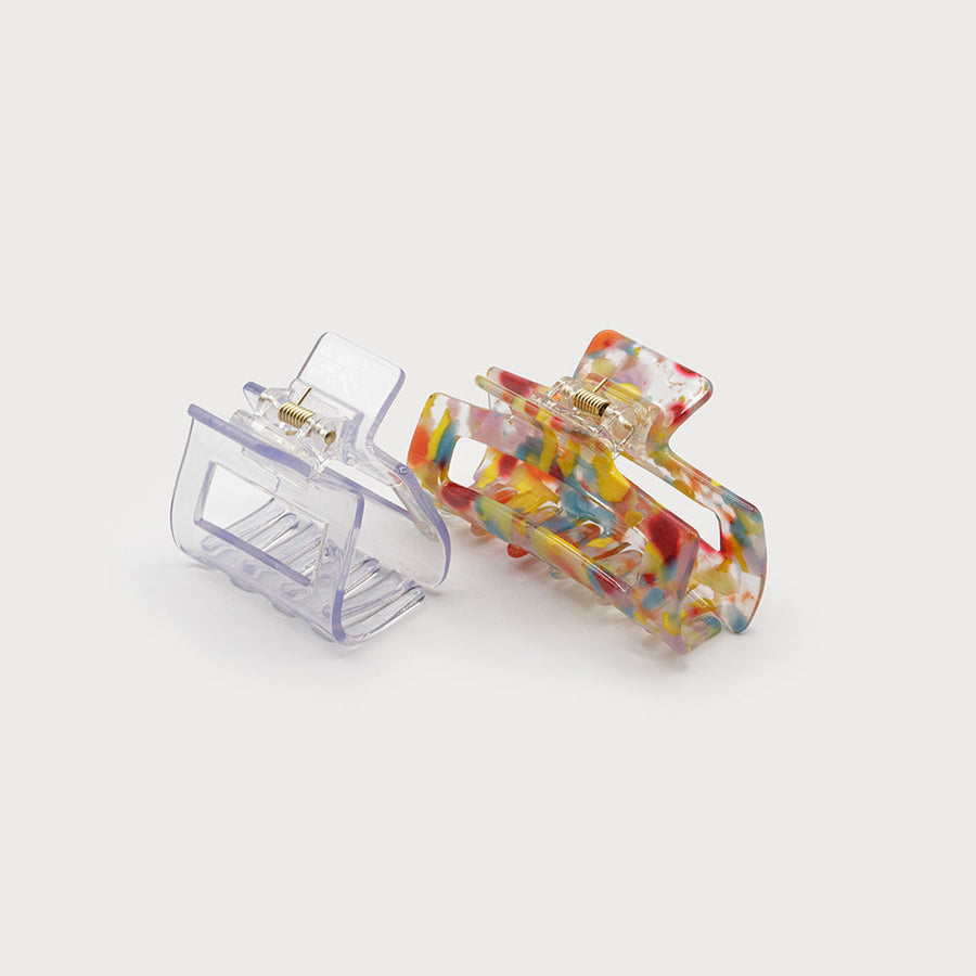 Two size clips - pattern & solid color 5019-MUL