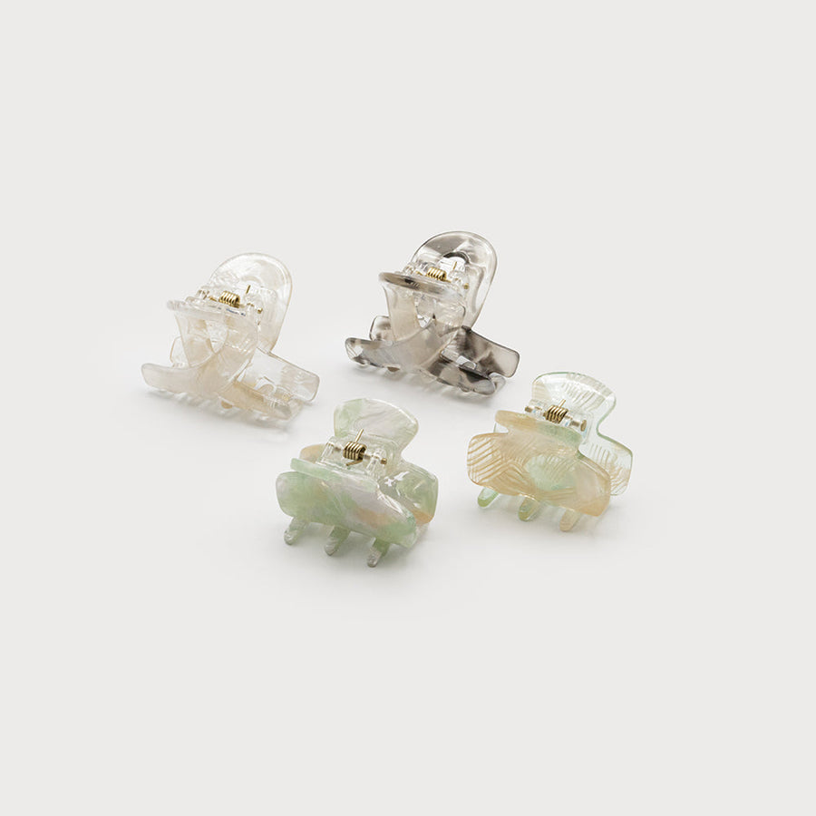 Set of 4 two size clips - pattern & solid color 5044-TRQ