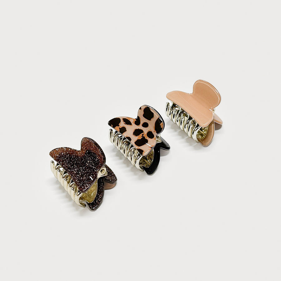 Trio of printed and solid hairclips 5064-BGE