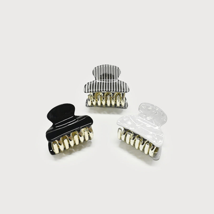 Trio of printed and solid hairclips 5064-BLK