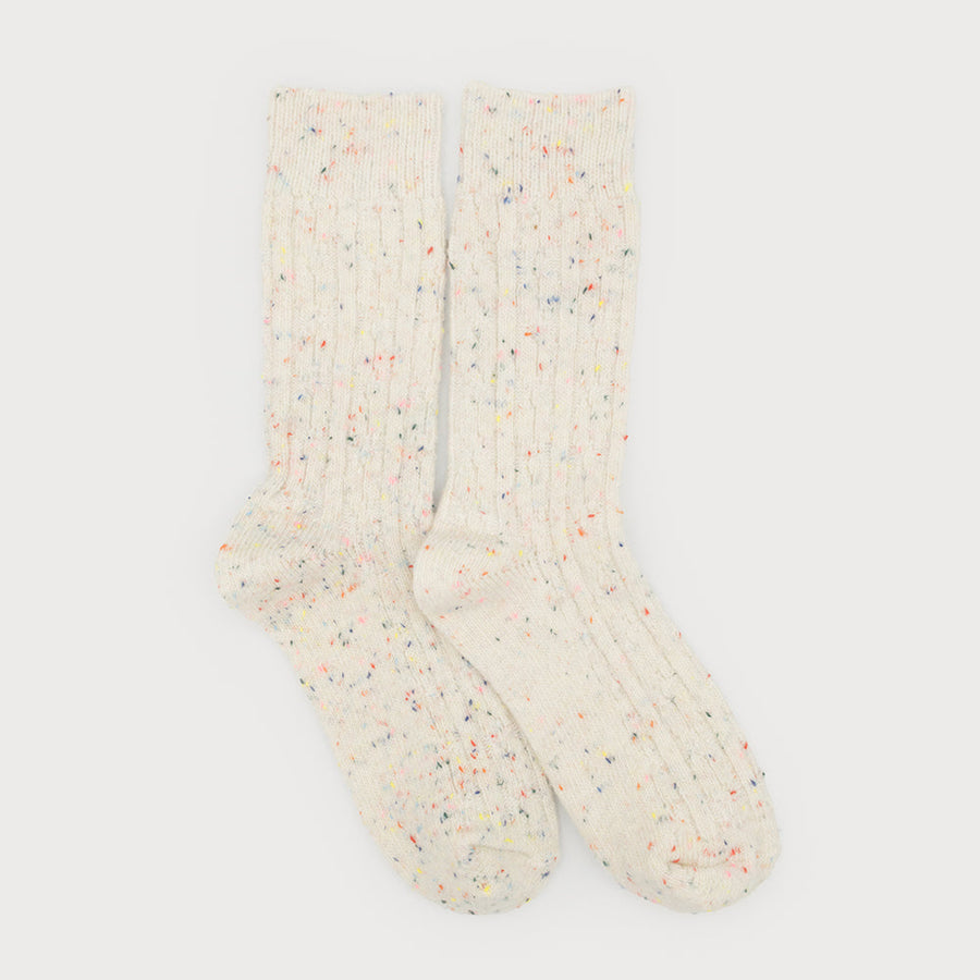 Warm socks cable knit confetti 5103-CRM