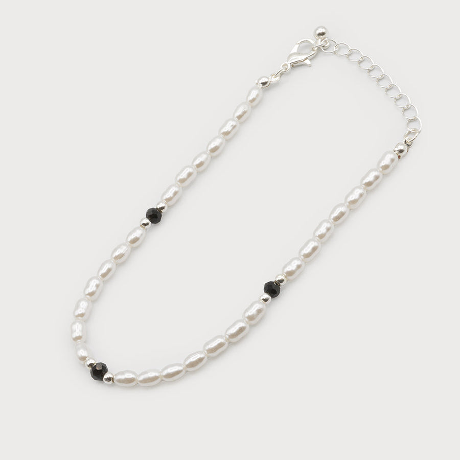 Pearls & glass beads anklet 5111-BLK