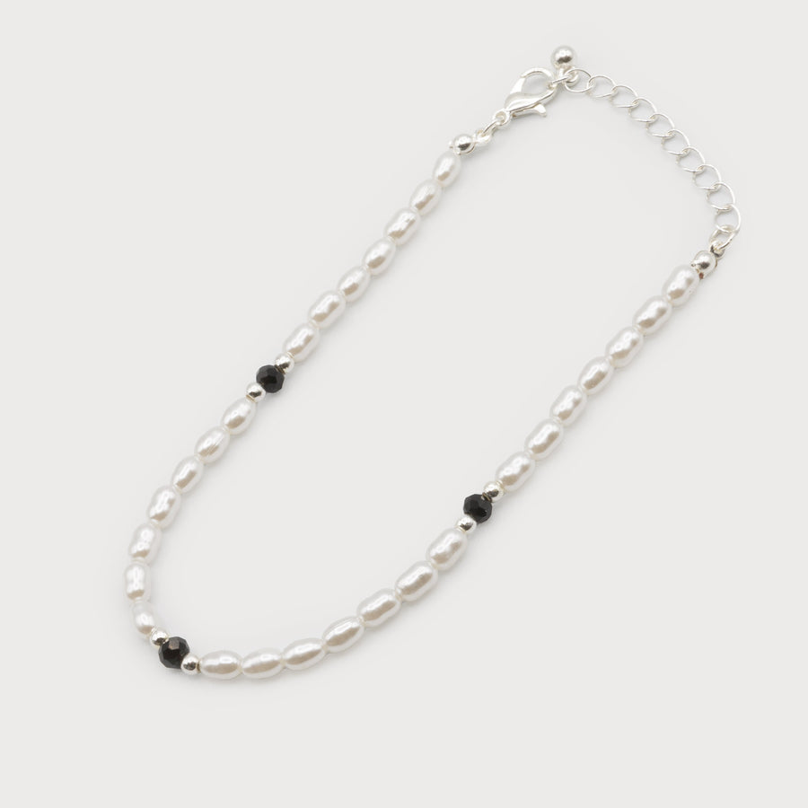 Pearls & glass beads anklet 5111-BLK
